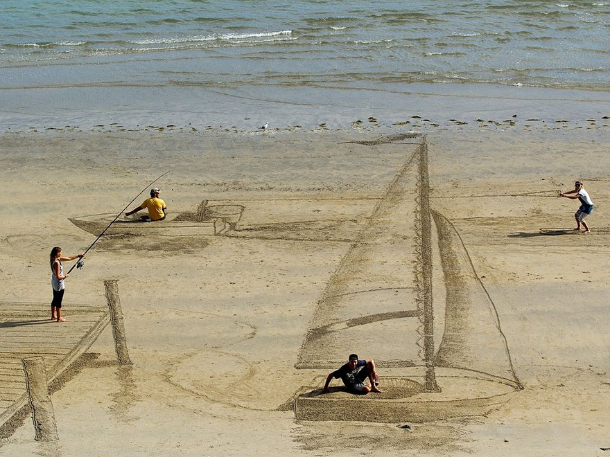 Художник Джейми Харкинс: галлюциногенное 3D-искусство на пляже-1