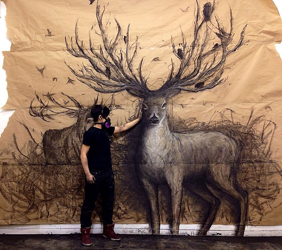 These Dark 3D Drawings Pop Out Of Paper As Life-Sized Animals