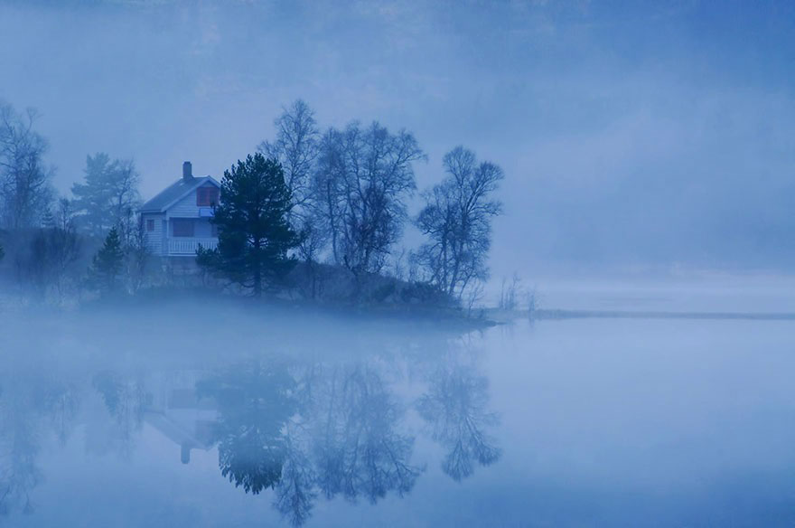 Туман на озере, Норвегия