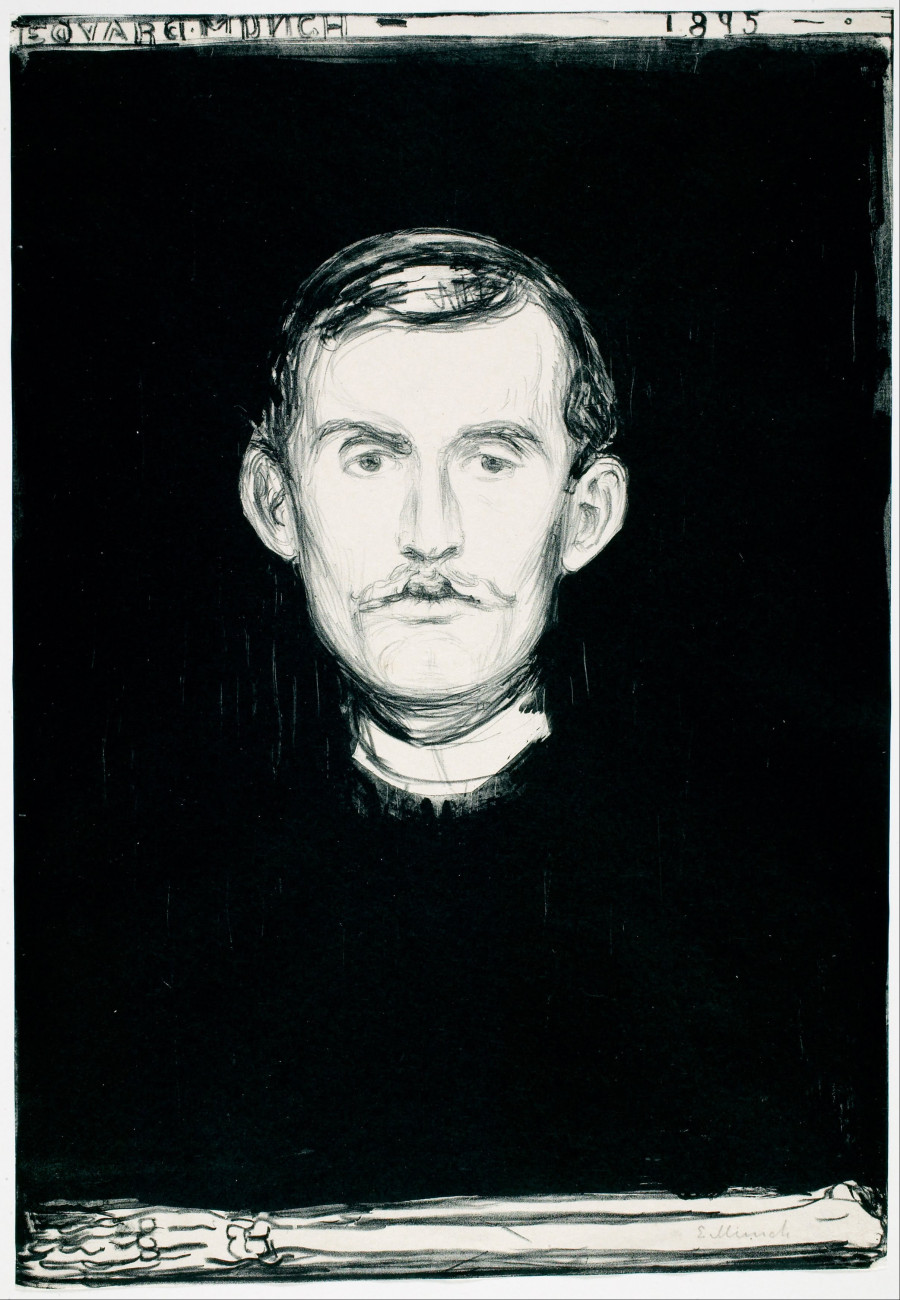 Эдвард Мунк, «Автопортрет с рукой скелета», 1895