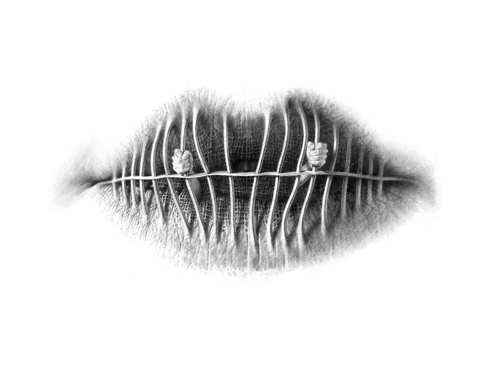 Сюрреалистичные губы в карандашных рисунках Кристо Дагорова