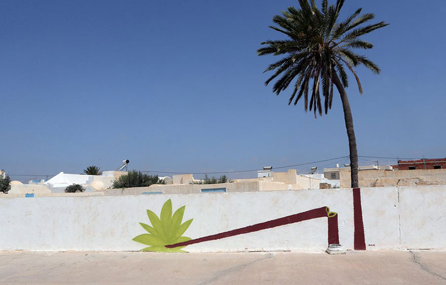 Массовый многонациональный стрит-арт в тунисской деревне от 150 уличных художников-6
