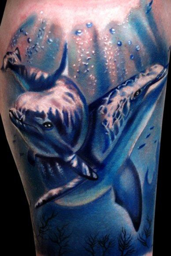 40 прекрасных татуировок с дельфинами