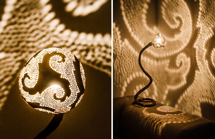 Креативный дизайн для светильников из кокосовой скорлупы-13