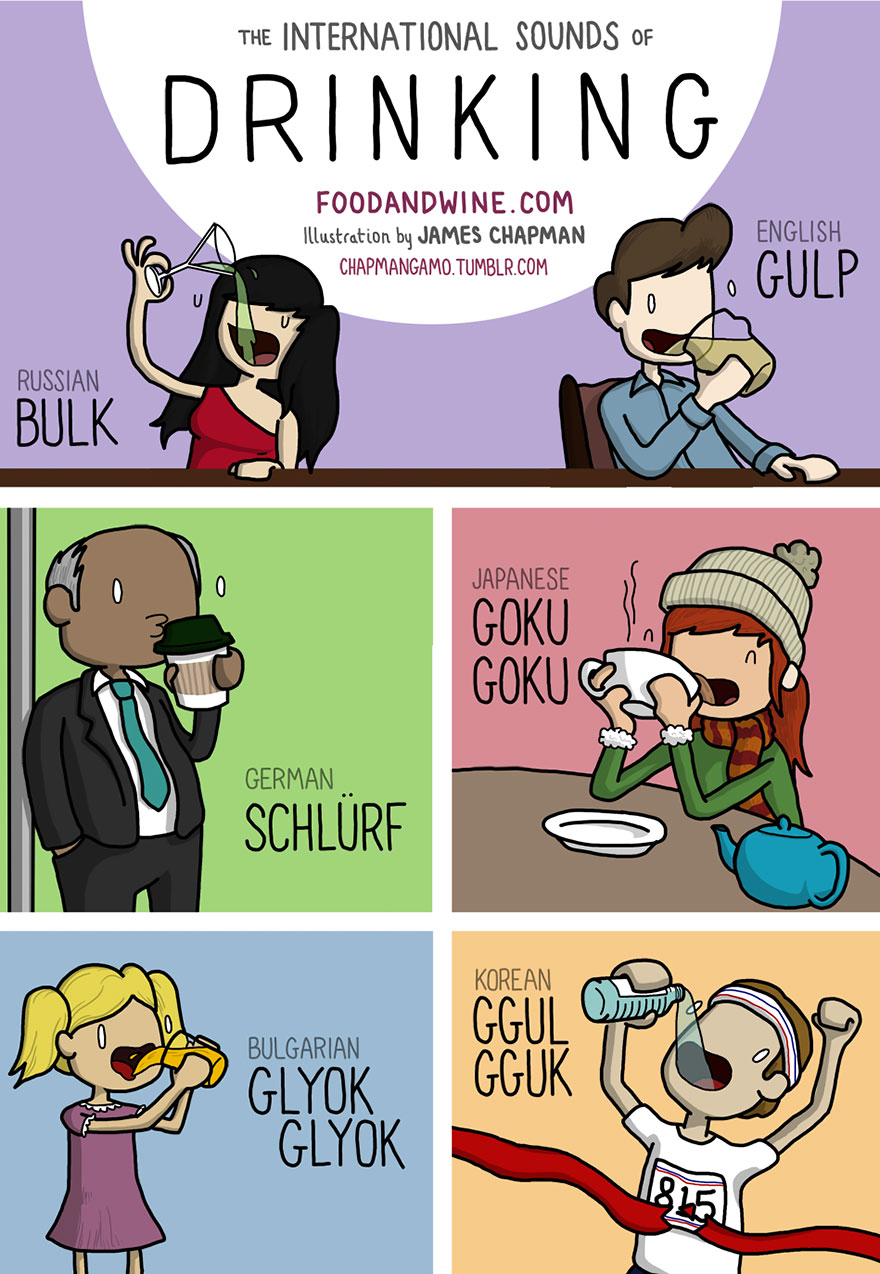 Как звучат поцелуи, храп и другие вещи на разных языках - комиксы Джеймса Чапмана-2