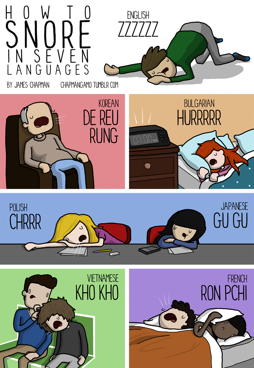 Как звучат поцелуи, храп и другие вещи на разных языках - комиксы Джеймса Чапмана-31