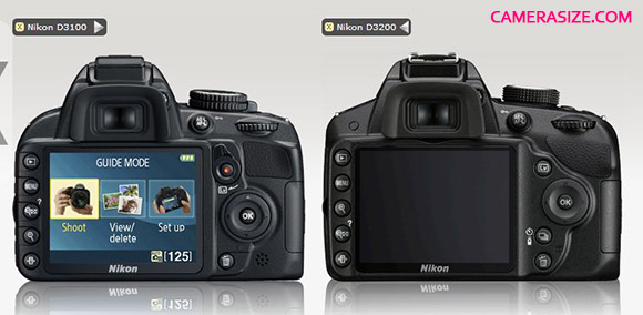 Nikon D3200 vs D3100 (rear)