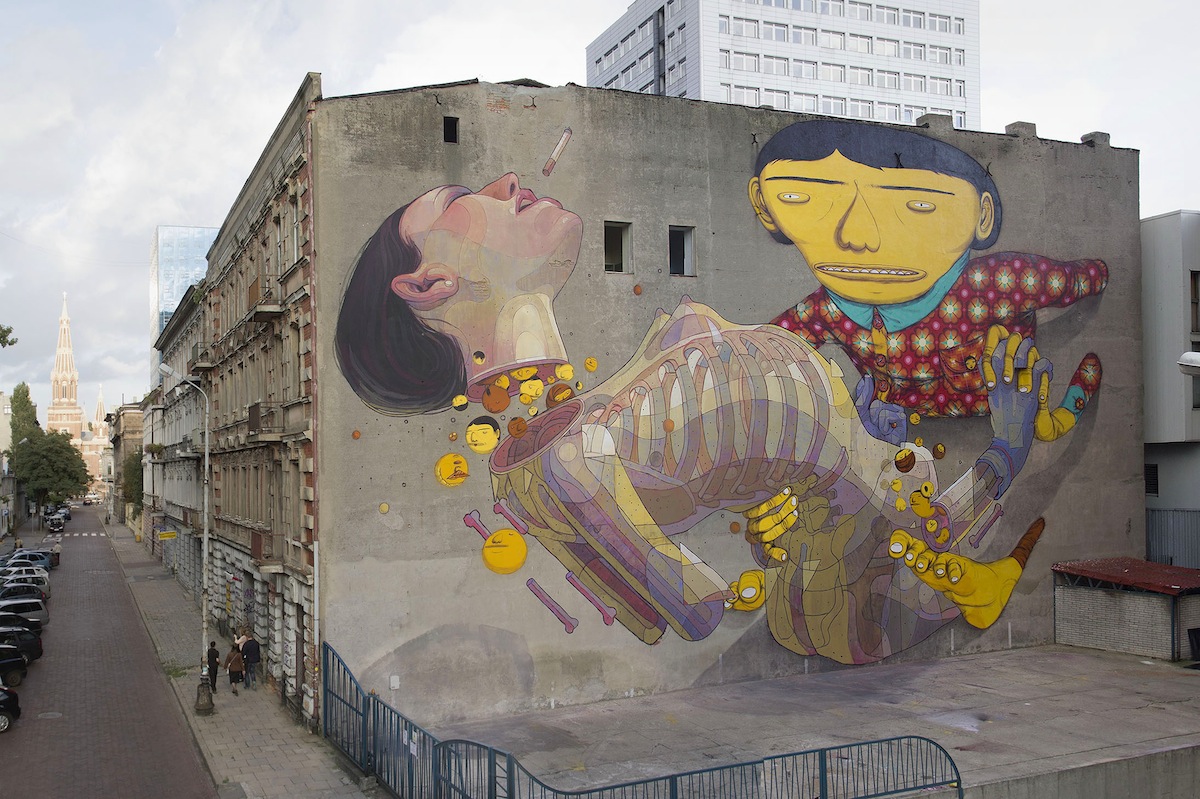 By Os Gemeos and Aryz at Urban Forms Gallery in Lodz, Poland