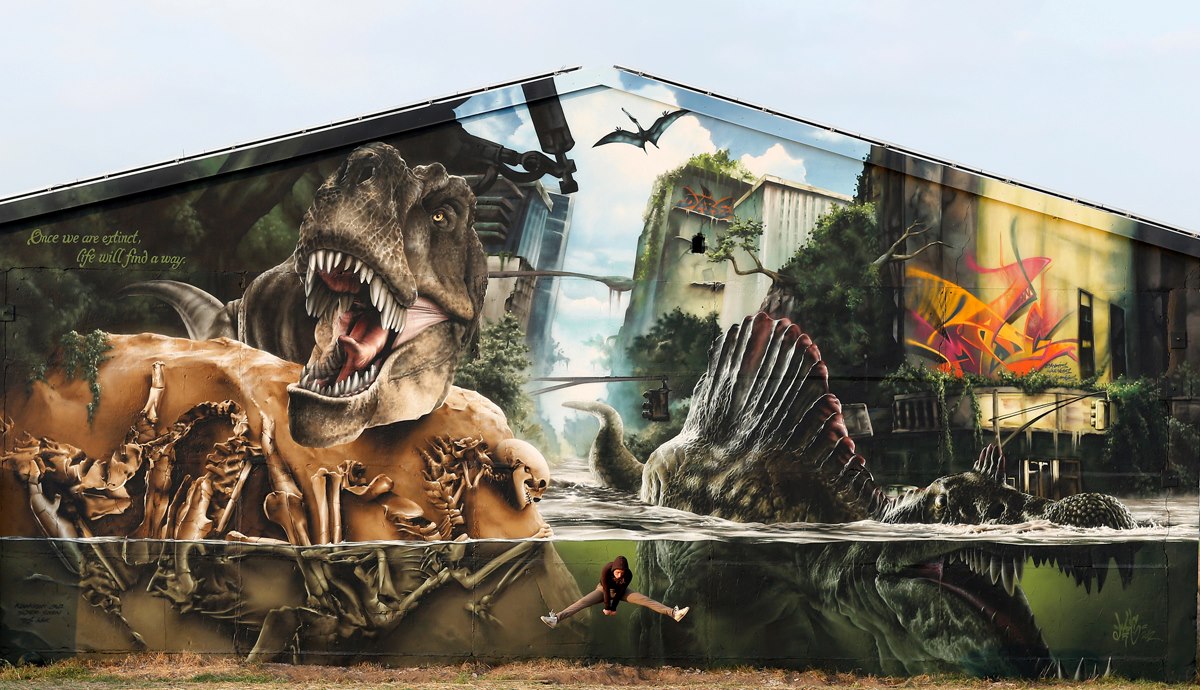 Jurassic Park wall by Mad C in Germany