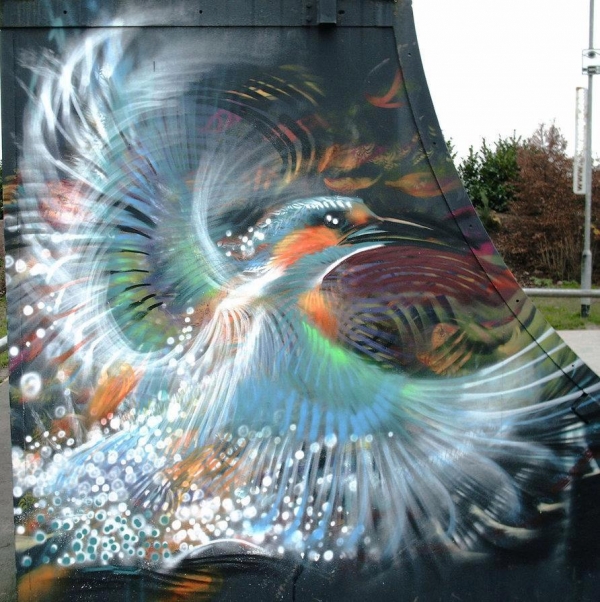 Удивительная птица в стрит-арт специально к юбилею Скейт-парка, Великобритания