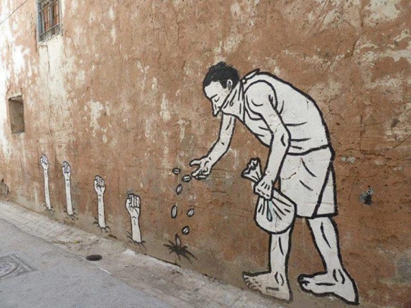 Рост арабского пробуждения в уличном искусстве от Мохамеда Hanchi в Тунисе 