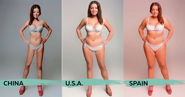 Фотографию одной женщины отфотошопили в 18 странах, чтобы сравнить стандарты красоты тела