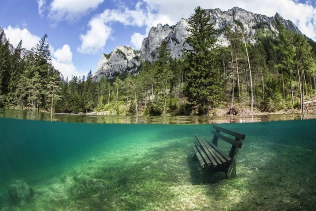 Зелёное озеро - невероятный подводный парк в Австрии
