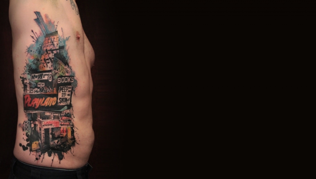 Городская атмосфера в акварельных татуировках Джина Коффи