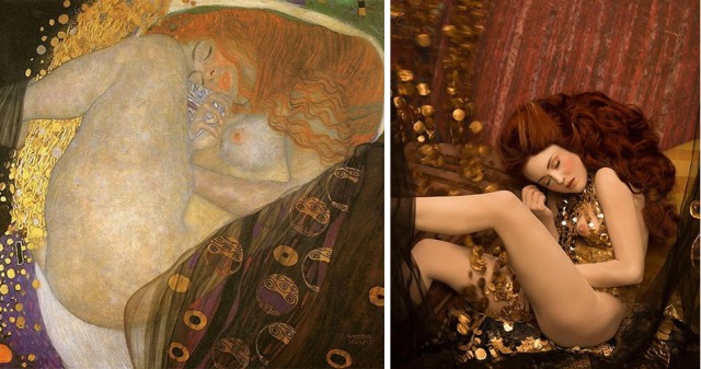 Фотосерия с воссозданными сценами из золотых картин Густава Климта