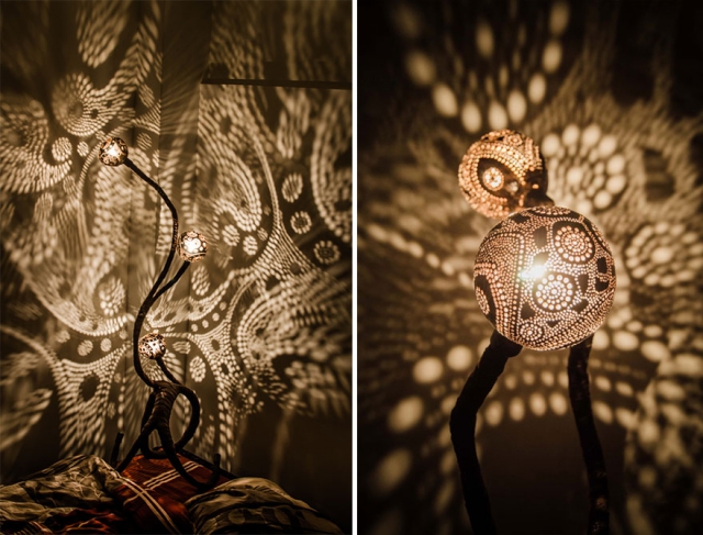 Креативный дизайн для светильников из кокосовой скорлупы