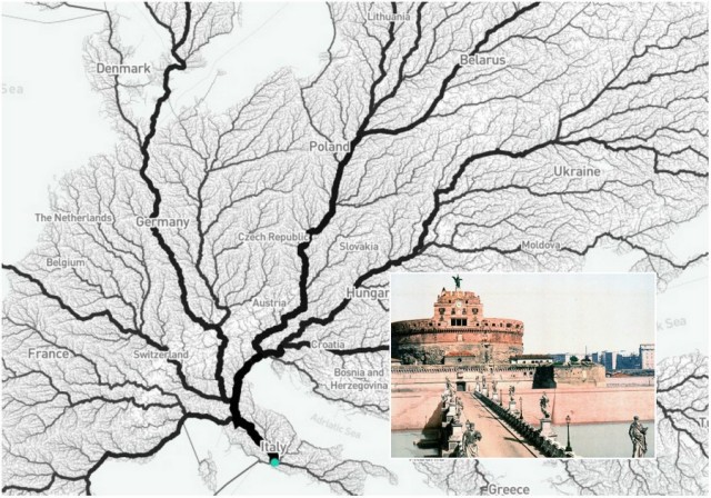 Интерактивная карта показывает, сколько дорог ведут в Рим
