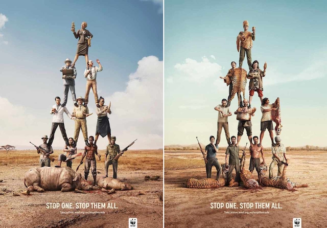 Пирамида истребителей животных - реклама WWF