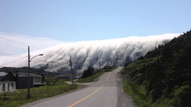 Стена тумана наплывает с гор Лонг-Рейндж на острове Ньюфаундленд – видео