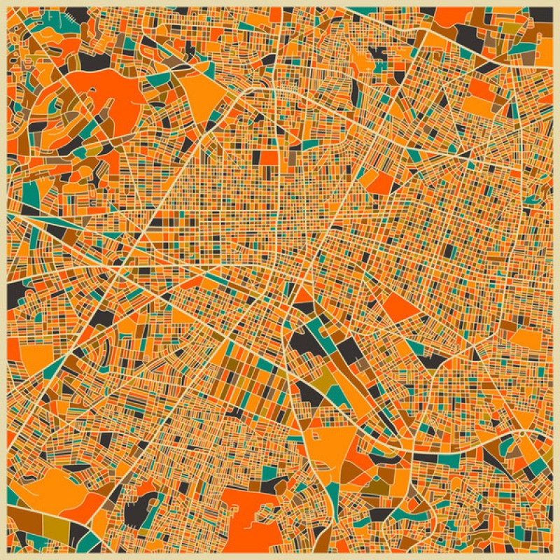 Красочные абстрактные карты крупнейших городов мира