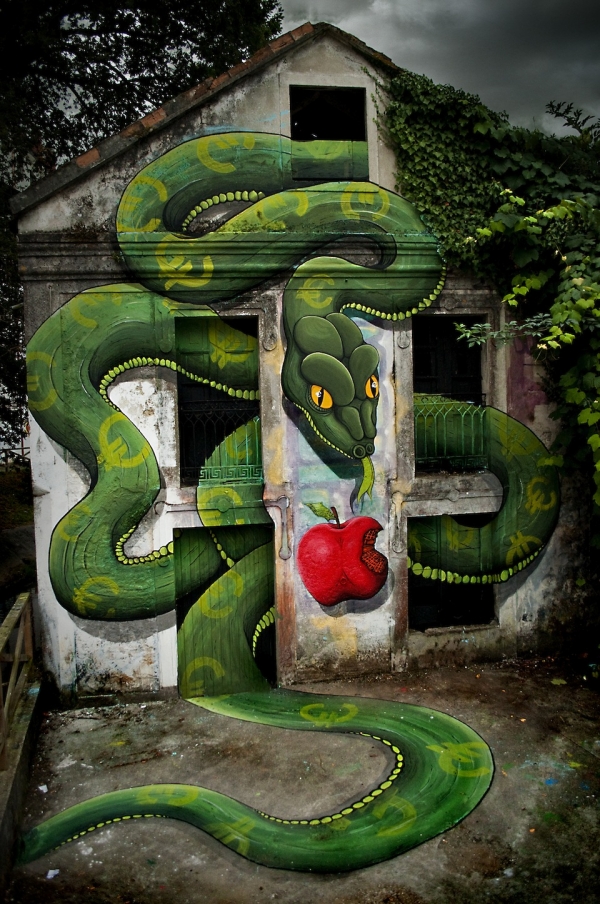 Креативный стрит-арт в Ордес, Галисия, Испания (Ordes, Galiza)