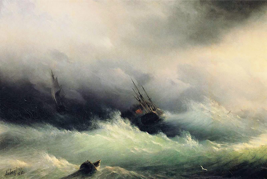 Гипнотизирующие полупрозрачные волны бушующего моря в картинах Ивана Айвазовского-2