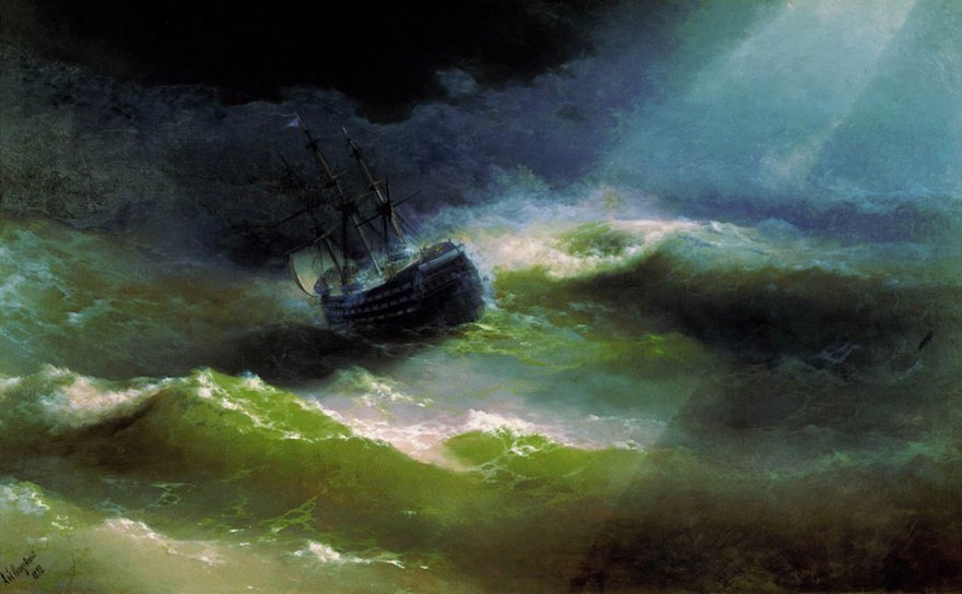 Гипнотизирующие полупрозрачные волны бушующего моря в картинах Ивана Айвазовского-7