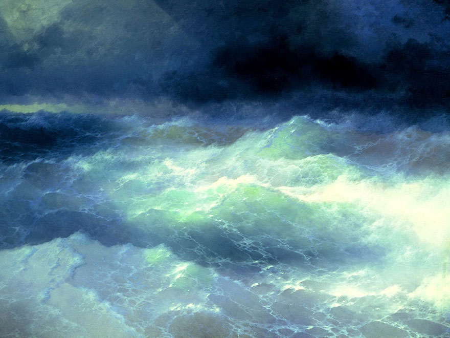 Гипнотизирующие полупрозрачные волны бушующего моря в картинах Ивана Айвазовского-4