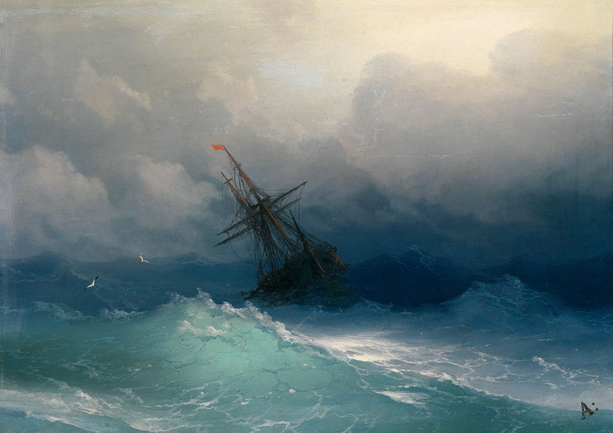 Гипнотизирующие полупрозрачные волны бушующего моря в картинах Ивана Айвазовского-8