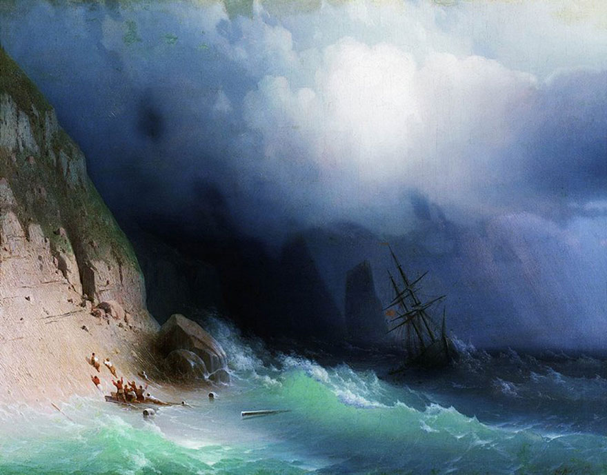 Гипнотизирующие полупрозрачные волны бушующего моря в картинах Ивана Айвазовского-1