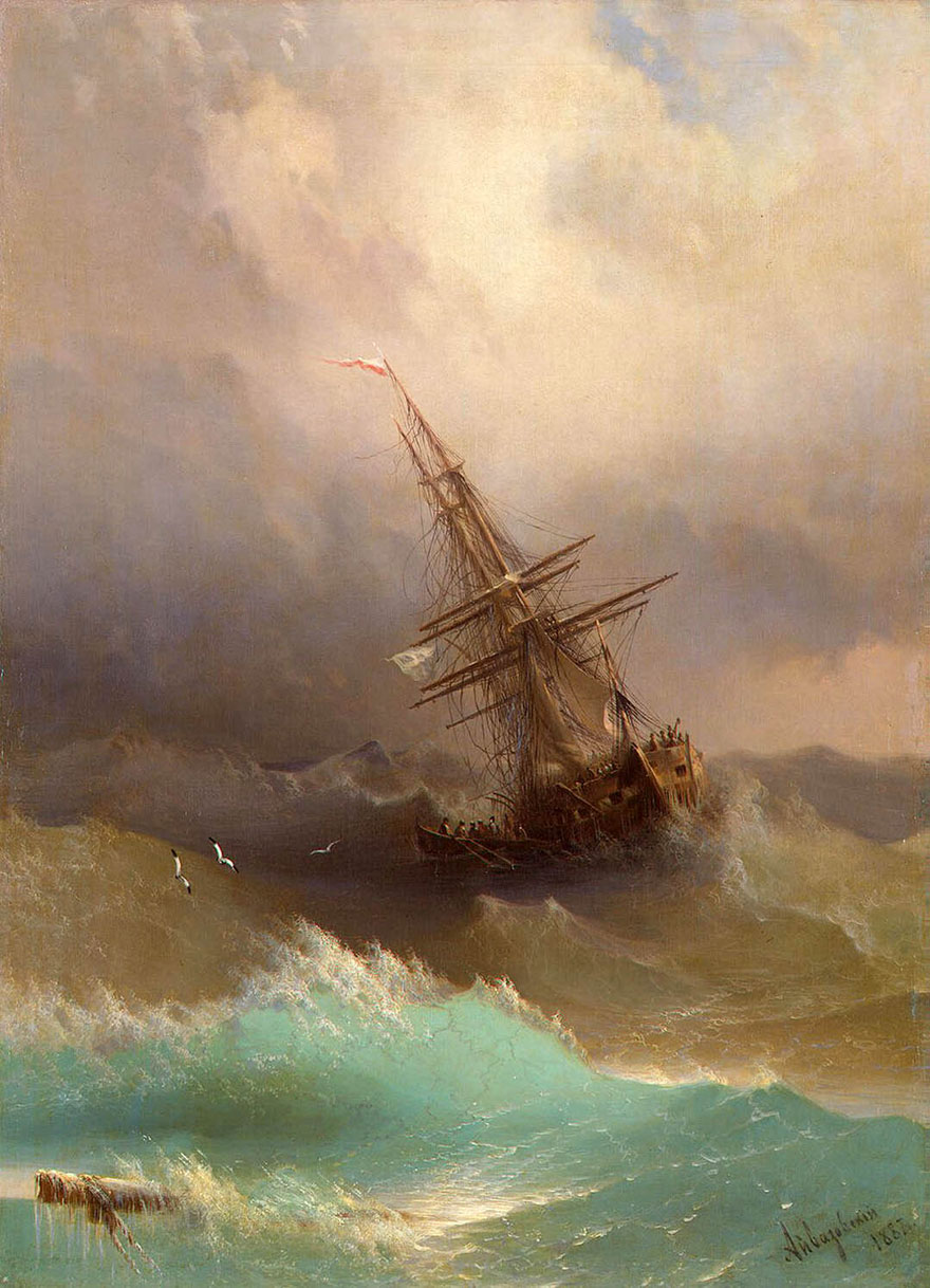 Гипнотизирующие полупрозрачные волны бушующего моря в картинах Ивана Айвазовского-6