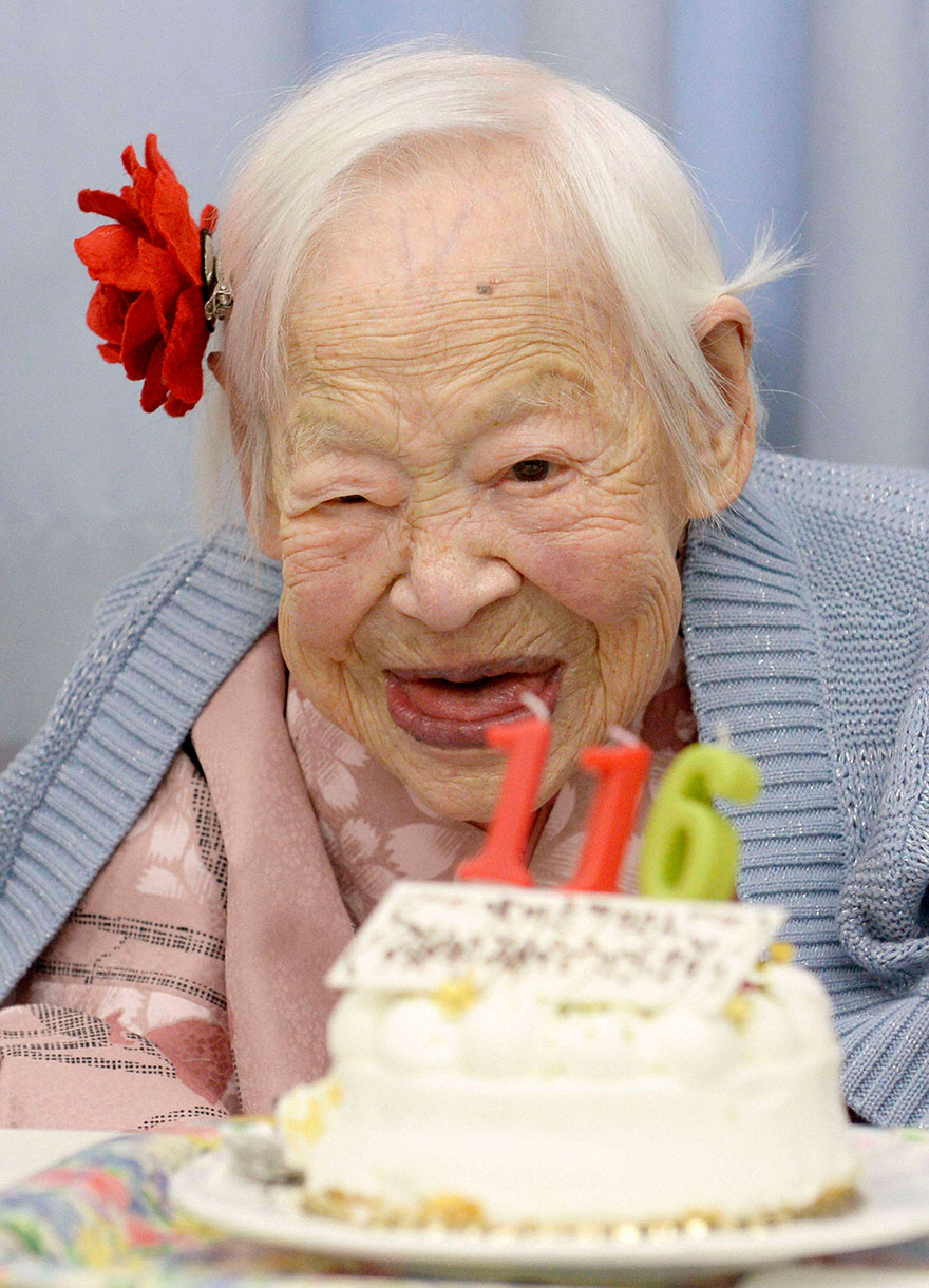Старейший человек на Земле: 116-летняя Мисао Окава из Японии (родилась 5 марта 1898 года)