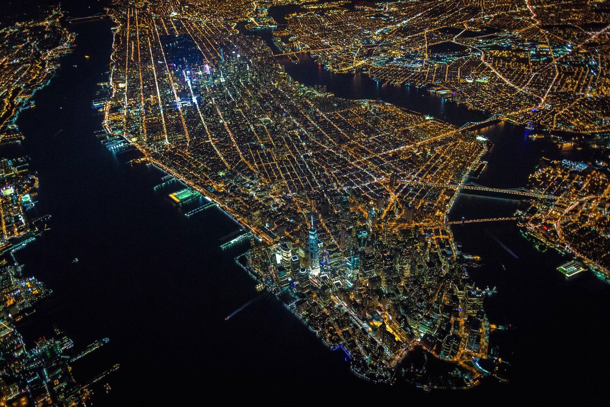 Вечерний Нью-Йорк с высоты 2285 м - фото с вертолёта - 7