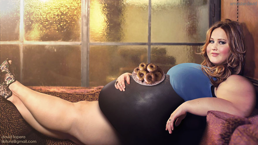 Эксперимент в фотошопе: толстые знаменитости от Давида Лопера-12