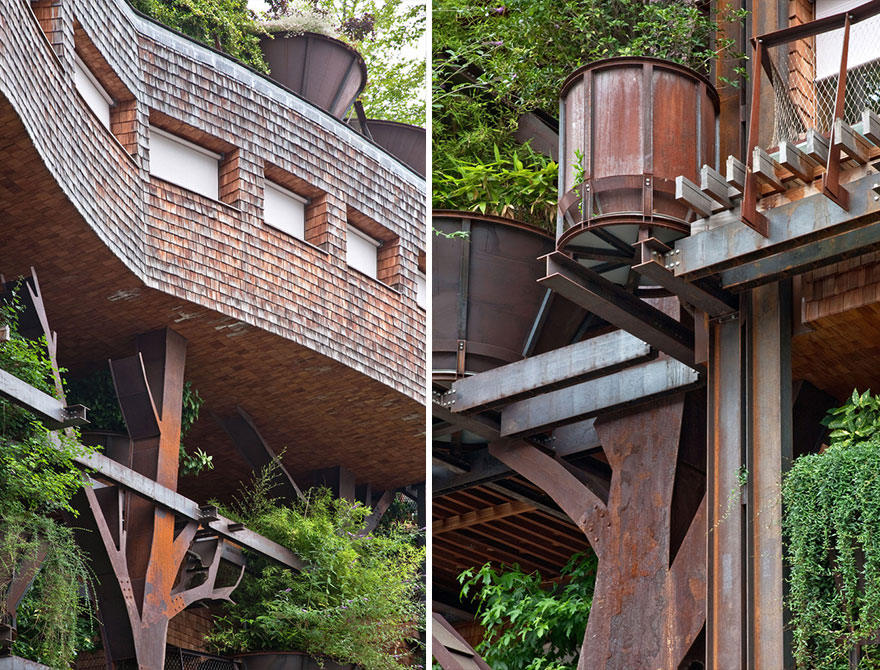 Пятиэтажный «домик на дереве» защищает жителей от городского шума и загрязнения-19
