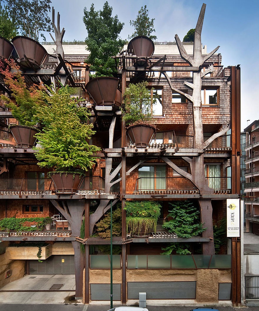 Пятиэтажный «домик на дереве» защищает жителей от городского шума и загрязнения-1