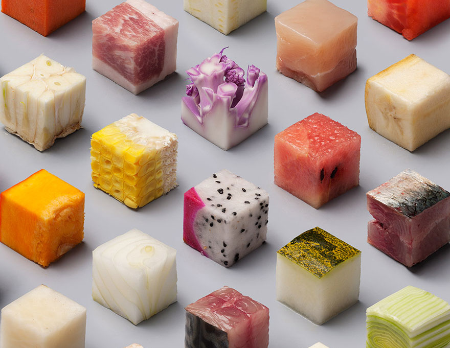 Художники нарезали еду на 98 совершенных кубов, чтобы вызвать аппетит у перфекционистов-7