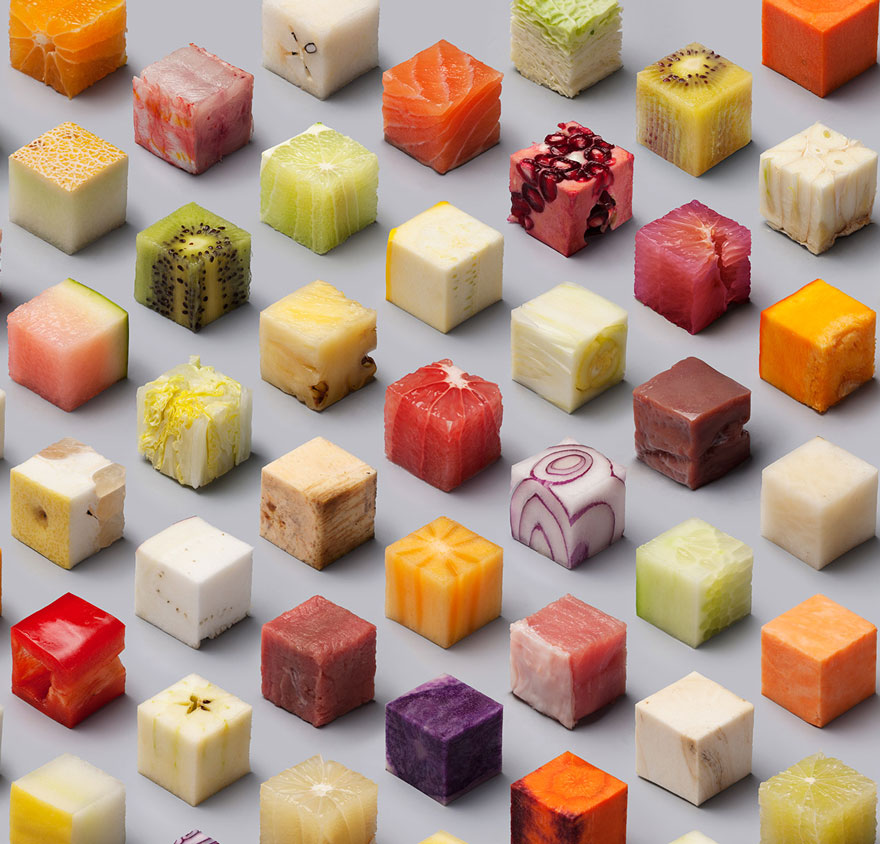 Художники нарезали еду на 98 совершенных кубов, чтобы вызвать аппетит у перфекционистов-2