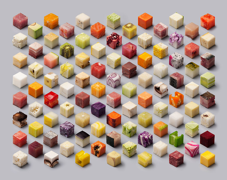 Художники нарезали еду на 98 совершенных кубов, чтобы вызвать аппетит у перфекционистов-1