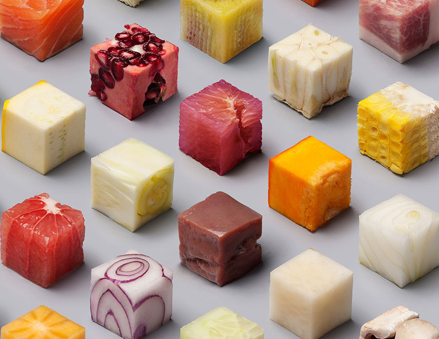 Художники нарезали еду на 98 совершенных кубов, чтобы вызвать аппетит у перфекционистов-8