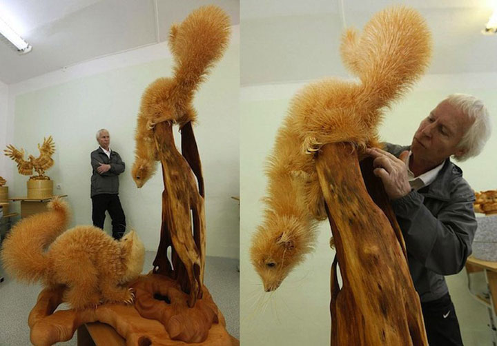 Потрясающие и реалистичные скульптуры животных из сибирского кедра - 17