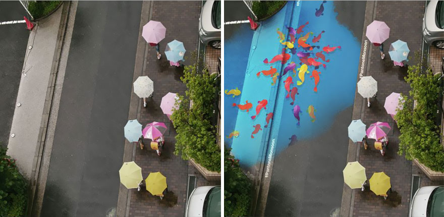 Когда идёт дождь, на дорогах Сеула появляются красочные фрески2