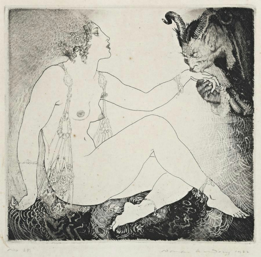 Прелестные нимфы, козлоногие обольстители и демоны в картинах Нормана Линдсея 19