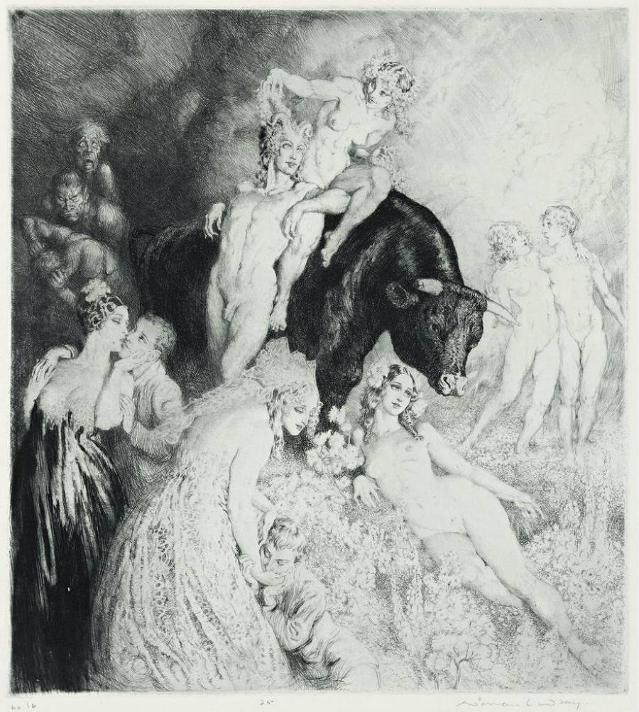 Прелестные нимфы, козлоногие обольстители и демоны в картинах Нормана Линдсея 28