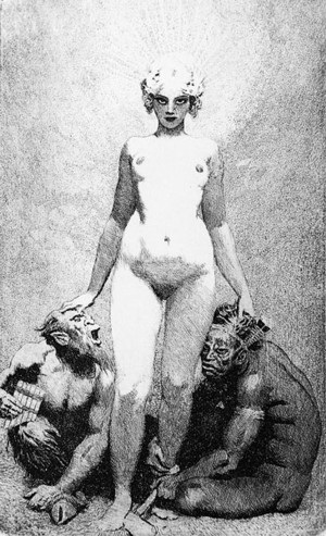 Прелестные нимфы, козлоногие обольстители и демоны в картинах Нормана Линдсея 33