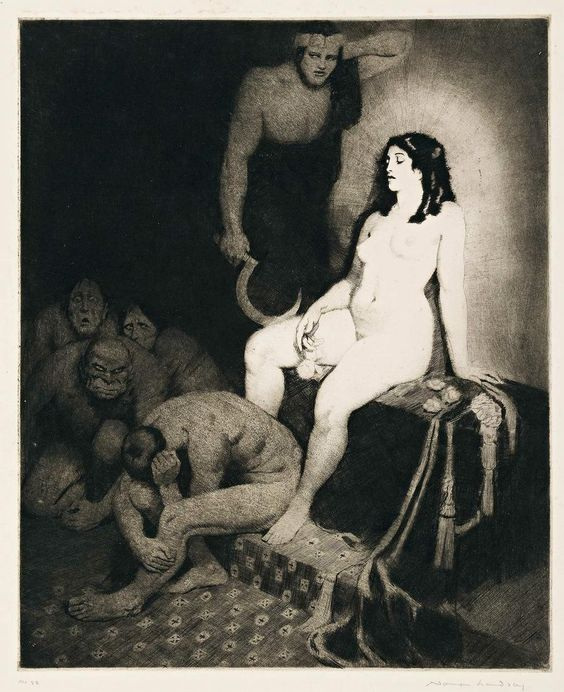 Прелестные нимфы, козлоногие обольстители и демоны в картинах Нормана Линдсея 35