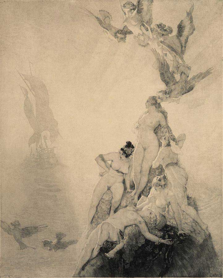 Прелестные нимфы, козлоногие обольстители и демоны в картинах Нормана Линдсея 38