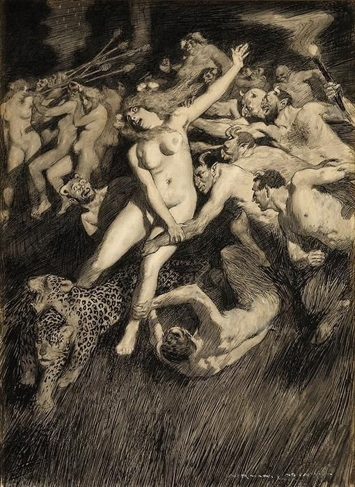 Прелестные нимфы, козлоногие обольстители и демоны в картинах Нормана Линдсея 39
