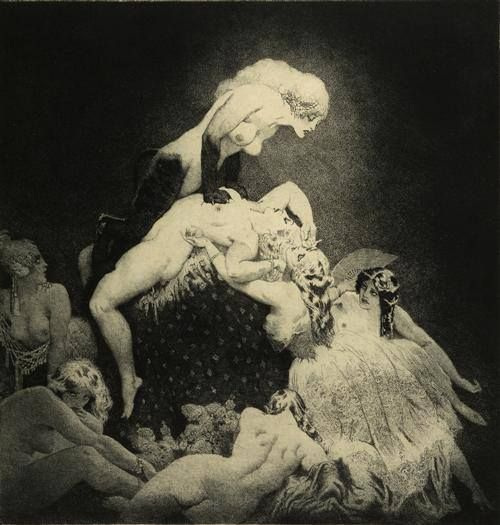 Прелестные нимфы, козлоногие обольстители и демоны в картинах Нормана Линдсея 4