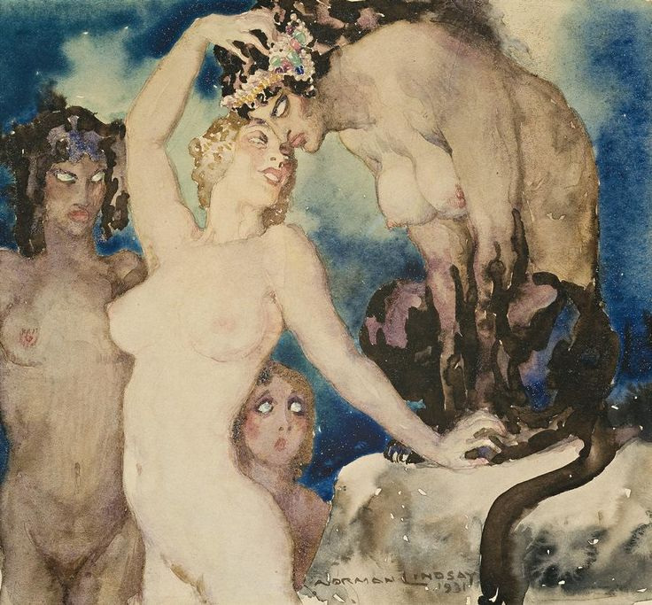 Прелестные нимфы, козлоногие обольстители и демоны в картинах Нормана Линдсея 5